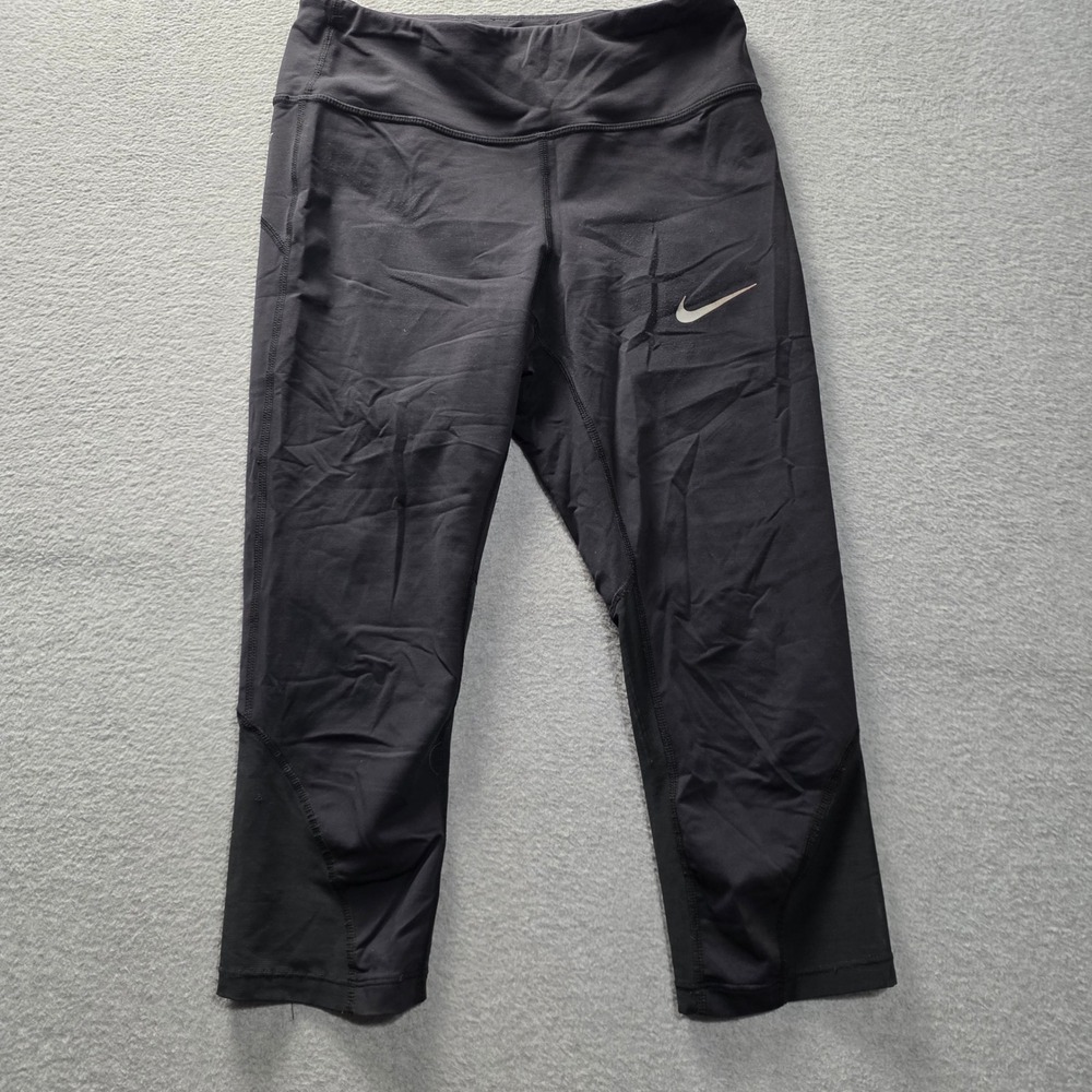 Nike Athletic Pants Womens Small Black Dri-FIT Cropped Capri Running Workout